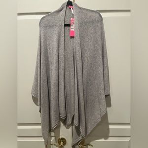 One size fits all heathered foggy grey Terri cashmere wrap